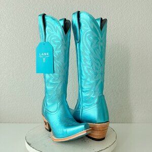 Lane Turquoise Heeled Boots for Women